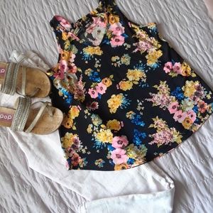 Black blouse with flowers
